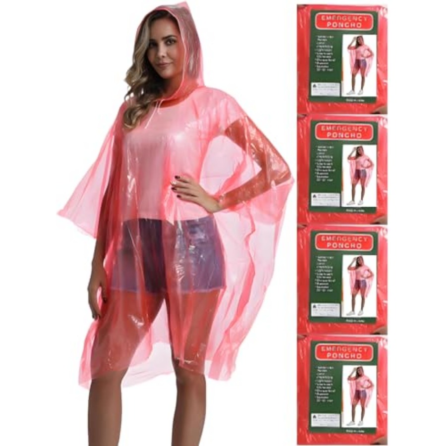 Emergency Poncho Rain - 4/6/12 Pack Disposable Rain Ponchos for