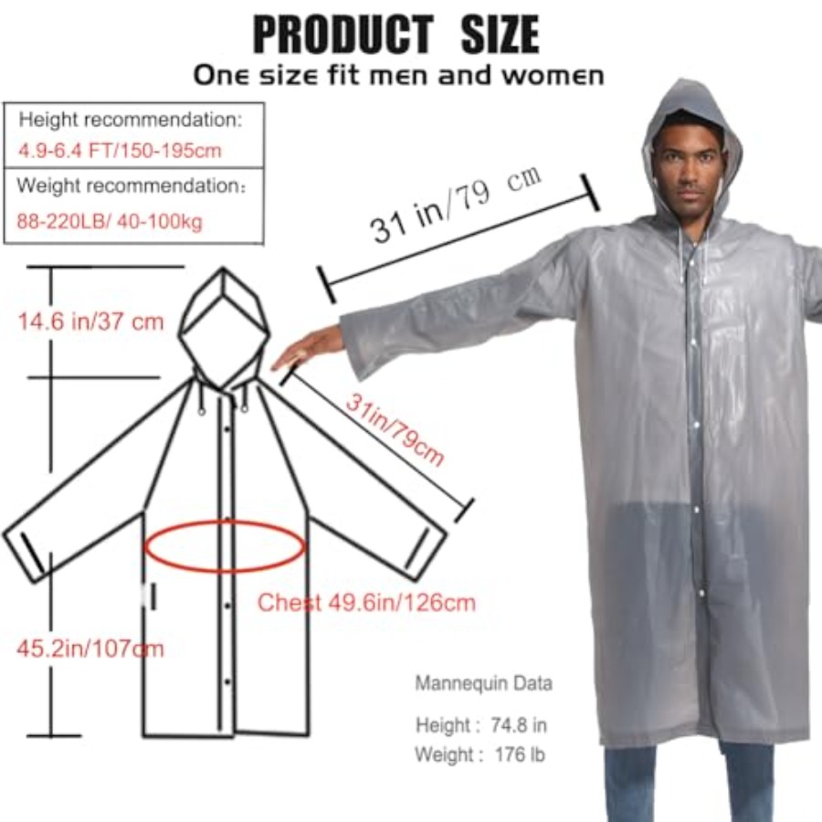 Rain Ponchos for Adults Rainco - Emergency Poncho Rain recensione e prezzo