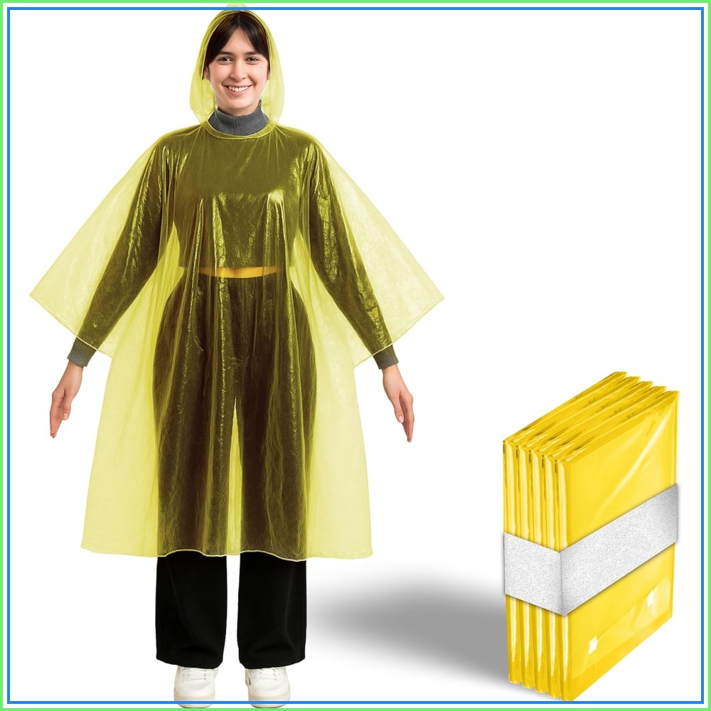 Disposable Yellow Rain Ponchos - Emergency Poncho Rain recensione e prezzo