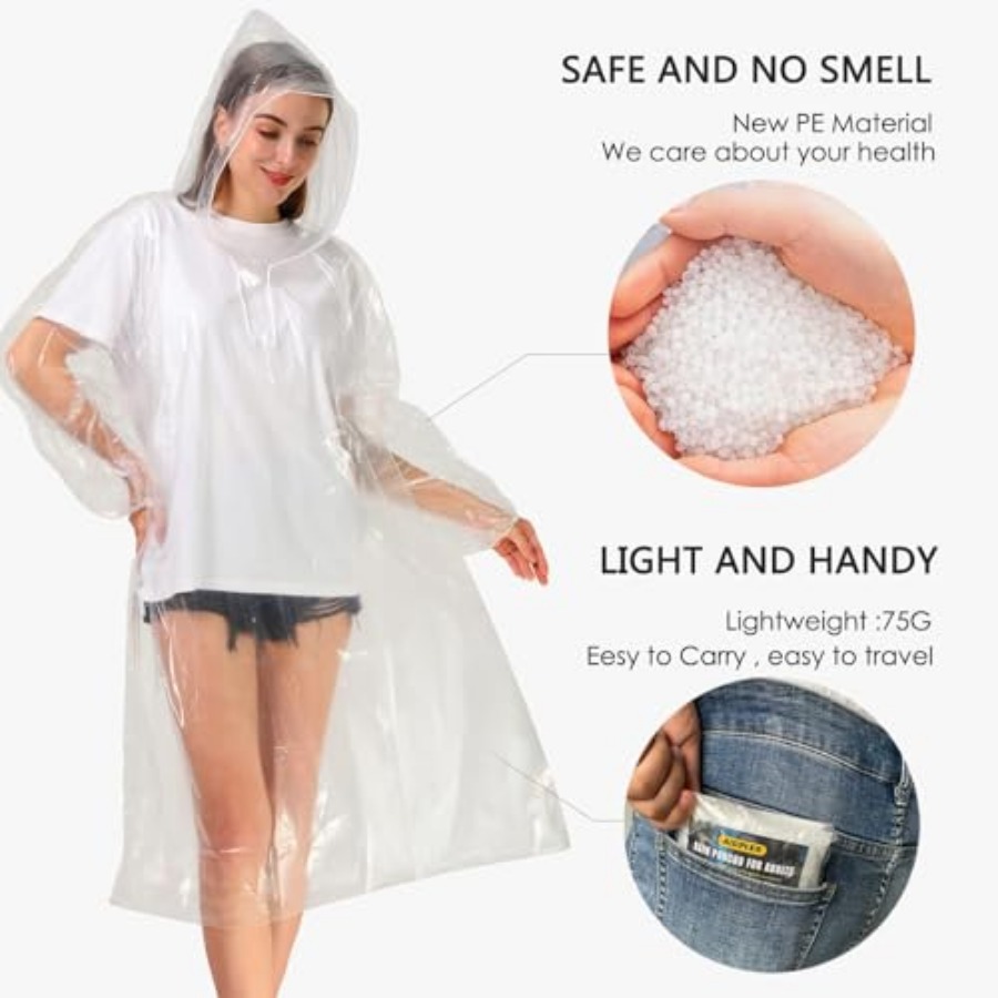 Disposable Rain Ponchos for Ad - Emergency Poncho Rain recensione e prezzo