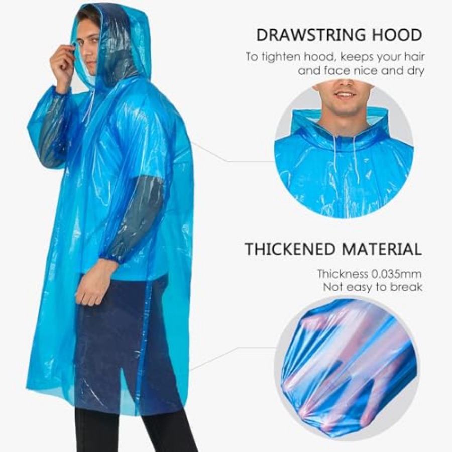 Disposable Rain Ponchos for Ad - Emergency Poncho Rain recensione e prezzo