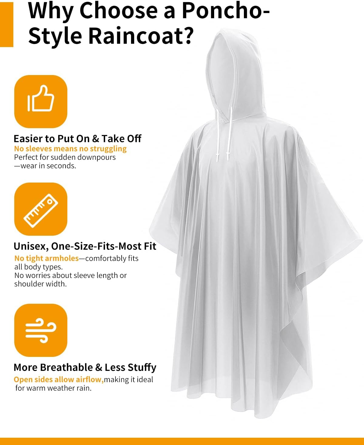 Extra Long Rain Ponchos for Ad - Emergency Poncho Rain recensione e prezzo