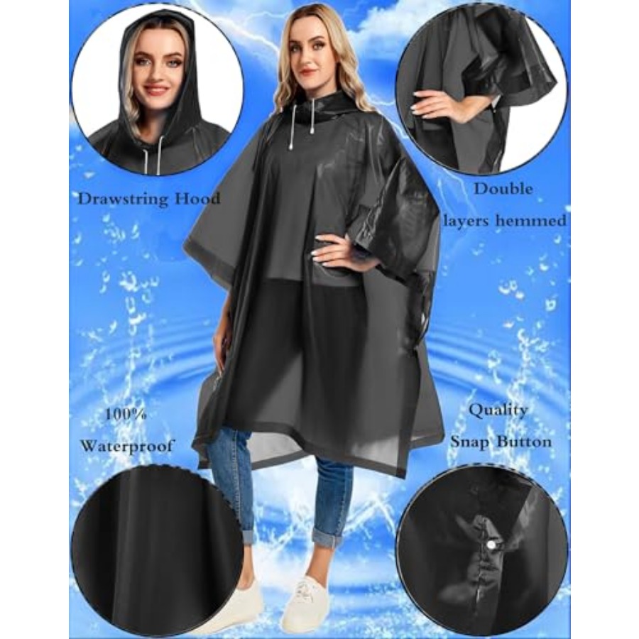 2 Pack Rain Ponchos for Adults - Emergency Poncho Rain recensione e prezzo