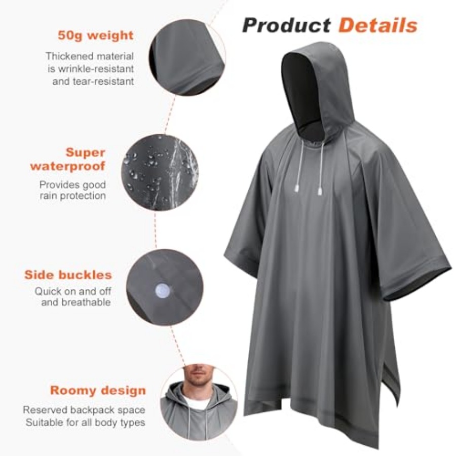 8 Pack Hooded Rain Ponchos for - Emergency Poncho Rain recensione e prezzo