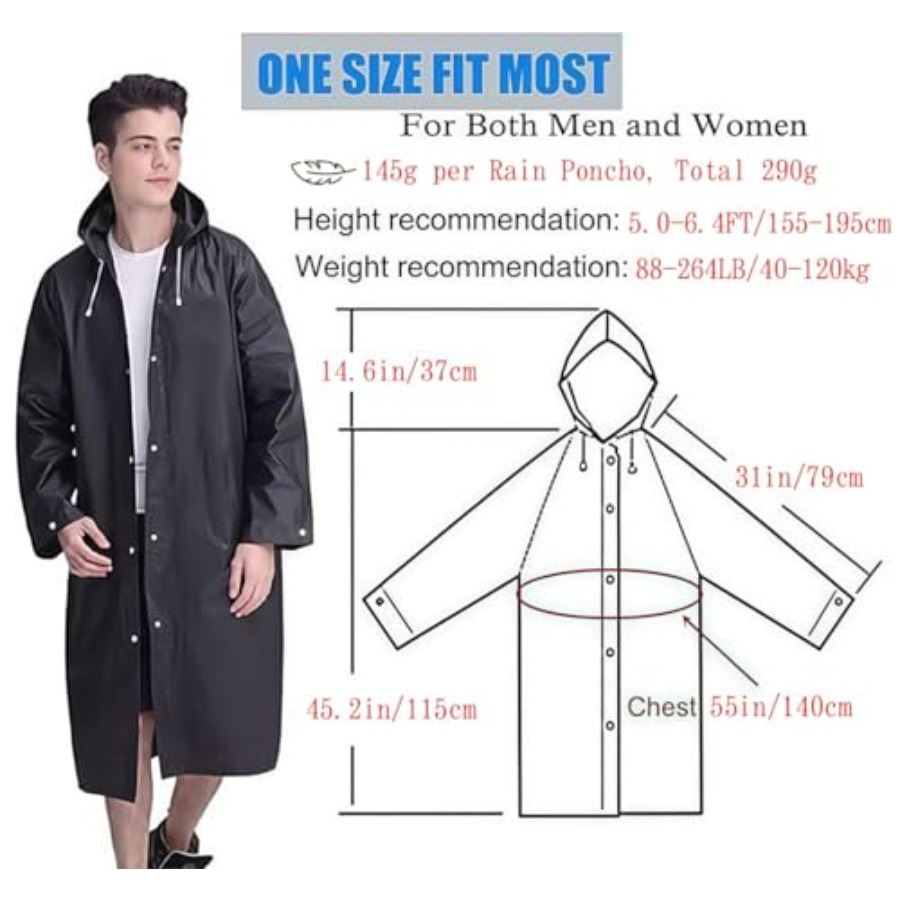 Rain Coat Poncho for Adult, 2  - Emergency Poncho Rain recensione e prezzo