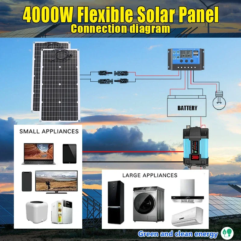 4000W Solar Panel Kit 12V To 1 - Solar Emergency Charger recensione e prezzo